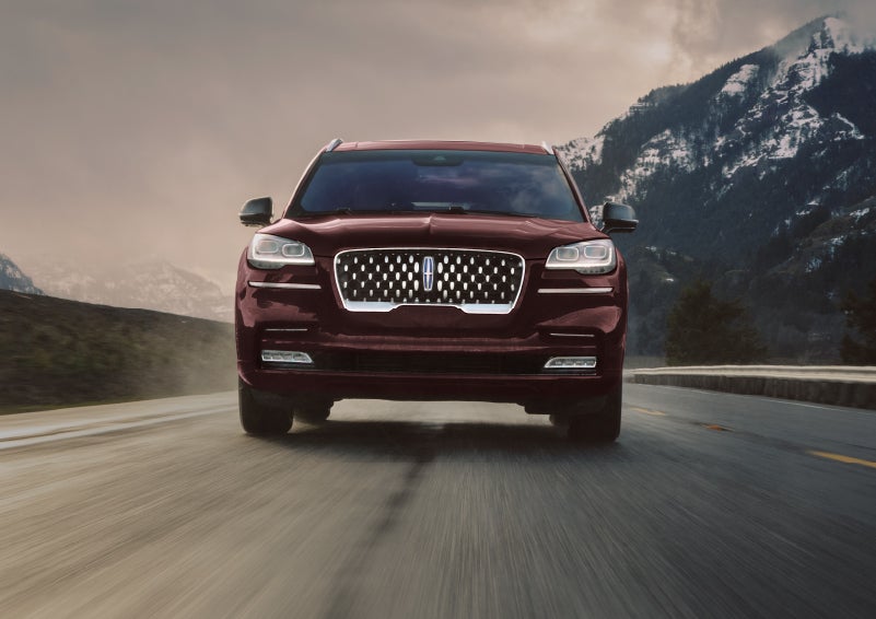 A 2024 Lincoln Aviator® SUV is shown in the Diamond Red exterior color. | Krenzen Lincoln in Duluth MN