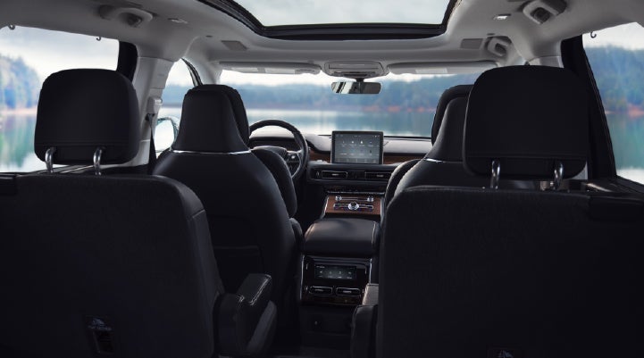 The interior of a 2024 Lincoln Aviator® SUV from behind the second row | Krenzen Lincoln in Duluth MN
