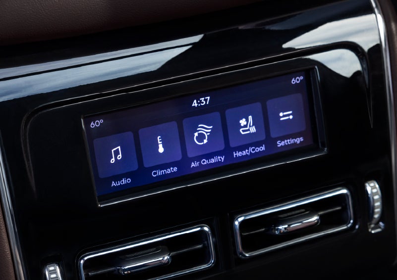 Driver controls like music, temperature, air quality, settings, and heat/cool seats are shown. | Krenzen Lincoln in Duluth MN