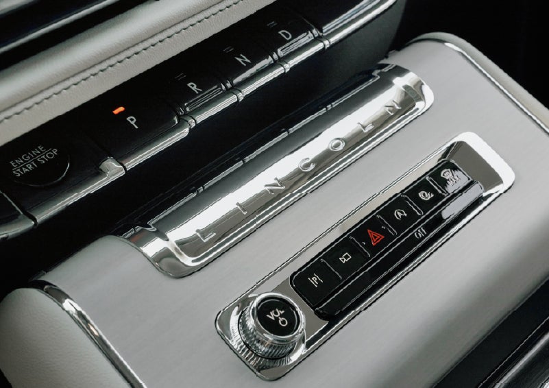The piano key gear selector of a 2027 Lincoln Aviator® Back Label™ SUV. | Krenzen Lincoln in Duluth MN